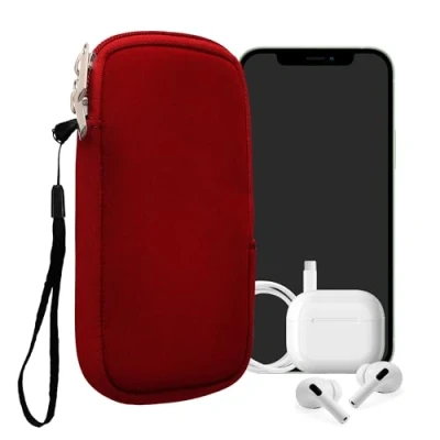 Abbildung von kwmobile Handytasche für Smartphones M 5,5&quot; Neopren Handy Hülle Rot Tasche 15,2 x 8,3 cm Innenmaße