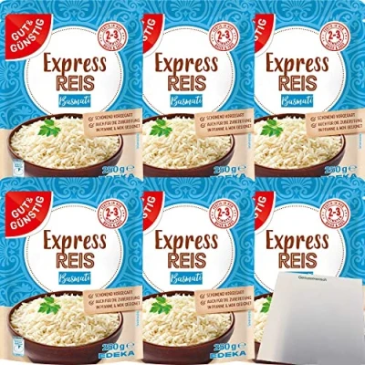 Abbildung von Gut &amp; Günstig Express Reis Basmati 6er Pack (6x250g Packung) + usy Block