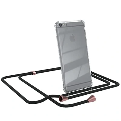 Abbildung von EAZY CASE Handykette kompatibel mit iPhone 6 / 6S Handyhülle Umhängeband, Handykordel Schutzhülle, Silikonhülle, Hülle Band, Stylische Kette für Smartphone, Clips in Rose