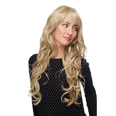 Abbildung von WIG ME UP Perücke mit aschblonden, langen, wunderschön gelockten/welligen Haaren, Pony und Seitenscheitel, ca. 70cm 9204S 22
