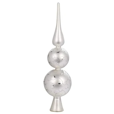 Abbildung von MAGIC Christbaumspitze Ornament Glas 31cm mit 2 Kugeln Baumschmuck Weihnachtsbaumspitze Baumspitze Geschenk weiß matt