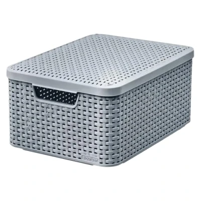 Abbildung von Curver Aufbewahrungskorb (1 St), Aufbewahrungsbox mit Deckel 38,6 x 28,7 17 cm