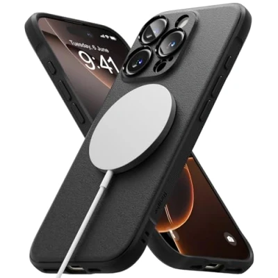 Abbildung von Ringke Onyx Magnetic Case [Kompatibel mit MagSafe] für iPhone 16 Pro Hülle, Fester Griff rutschfest Schlank Robuste Stoßfeste Anti Kratzer Handyhülle Magnet Ladegerät/Zubehör Black