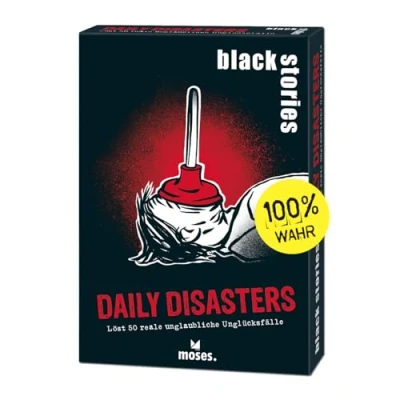 Abbildung von Moses. Verlag Spiel Black Stories Daily Disasters, Familienspiel, Made in Europe
