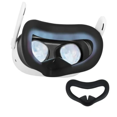 Abbildung von Gesichtsabdeckung Aus Silikon für Meta Quest 3S,Silikon Gesichtskissenpolster Kompatibel mit Quest3S Zubehör,Quest 3S Headset Maske VR Zubehör Schweißdichtes Komfortable (schwarz Q3S)