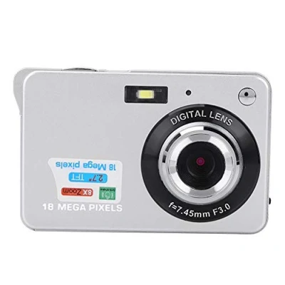 Abbildung von Digitalkamera,Tragbarer 8X Zoom 1080P HD 2,7&quot; LCD Bildschirm 18MP 30fps Videokamera mit Mikrofon, für Jugendliche/Kinder/Anfänger/Erwachsene(Silber)