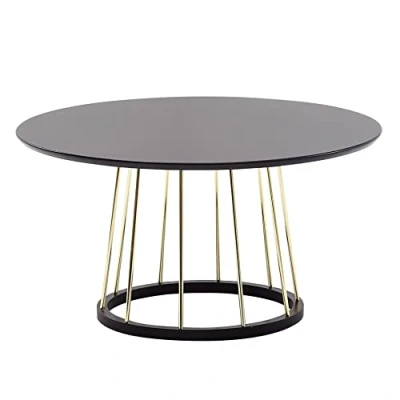 Abbildung von FINEBUY Couchtisch FB73547 (80x80x42 cm Schwarz Gold, Sofatisch Rund), Design Kaffeetisch, Wohnzimmertisch Modern