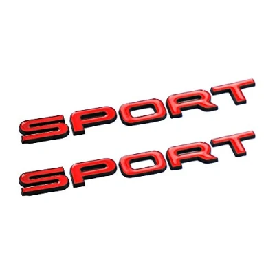 Abbildung von 2 x 3D Metall Sport Emblem, Logo, Kofferraum, Heckklappe, Auto Abzeichen, Aufkleber (schwarz rot)