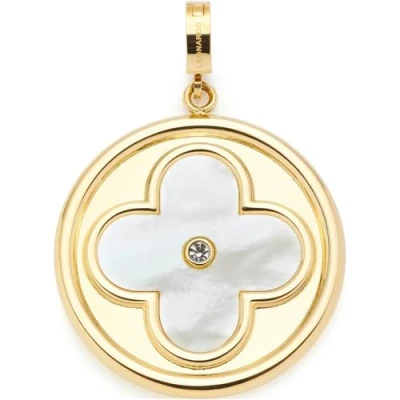 Abbildung von JEWELS BY LEONARDO Anhänger Clip &amp; Mix Helena, Ketten aus goldfarbenem Edelstahl, Kleeblatt Motiv Perlmutt und einem Zirkonia Stein, Schmuck Geschenk für Frauen, 024399