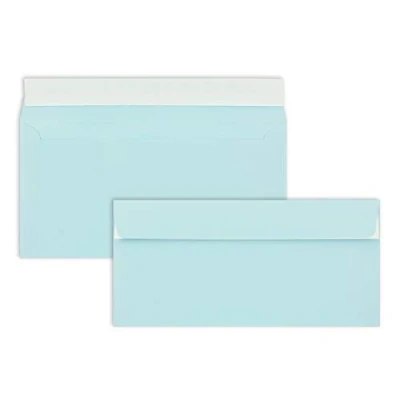 Abbildung von 25 Brief Umschläge DIN Lang Hellblau 110 g/m² 11 x 22 cm sehr formstabil Haftklebung Qualitätsmarke: FarbenFroh by GUSTAV NEUSER