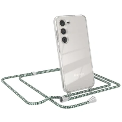 Abbildung von EAZY CASE Handykette kompatibel mit Samsung Galaxy S23 Kette zum Umhängen für Hülle Band aus Silikon transparente Handyhülle als Fallschutz in Hell Grün Camouflage
