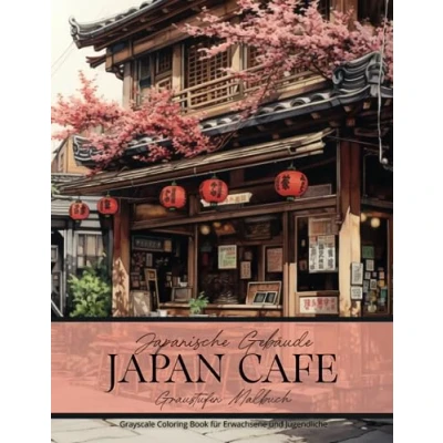 Abbildung von Japanische Gebäude Japan Cafe Graustufen Malbuch für Erwachsene und Jugendliche: Greyscale Coloring Book