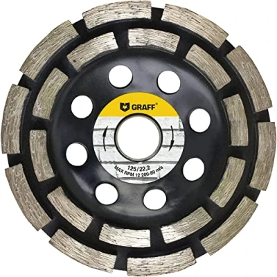 Abbildung von GRAFF Diamant Schleifscheibe 125 mm für Winkelschleifer Schleiftopf Stein, Beton, Fliesenkleber, Granit, Mauerwerk Professional Schleifteller