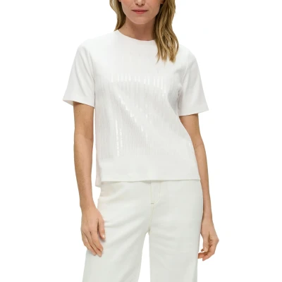 Abbildung von s.Oliver Black Label MIT Pailletten Tshirt print, Damen, Größe: 34, Ecru