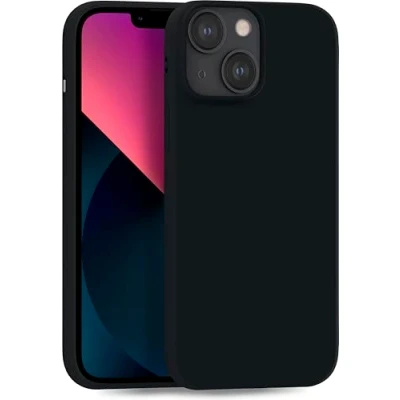 Abbildung von MyGadget Hülle kompatibel mit iPhone 13 robuste Handyhülle TPU Case Slim Silikonhülle Back Cover Kratzfest Schutzhülle matt Schwarz