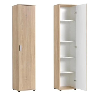 Abbildung von Home Collective Schmaler Mehrzweckschrank 40 cm breit mit 1 Tür &amp; 4 Einlegeböden, Universalschrank Haushaltsschrank für Haushalt, Flur, Büro oder Schlafzimmer, 40x35x184 (BxTxH), Sonoma Eiche