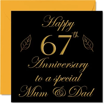 Abbildung von Stuff4 Hochzeitskarte zum 67. Jahrestag für Papa, Eltern Special Mum &amp; Dad Happy 67 Hochzeitstag von Sohn Tochter Familie, 145 mm x Grußkarten sechzig Jahrestage