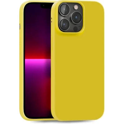 Abbildung von MyGadget Hülle kompatibel mit iPhone 13 Pro robuste Handyhülle TPU Case Slim Silikonhülle Back Cover Kratzfest Schutzhülle matt Gelb