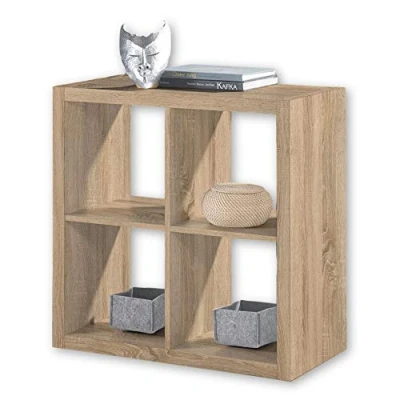 Abbildung von STYLE Modernes Würfelregal Eiche Sonoma Optik, ideal für Faltboxen Praktisches Raumteiler Regal mit offenen Fächern 77 x 38 cm (B/H/T)