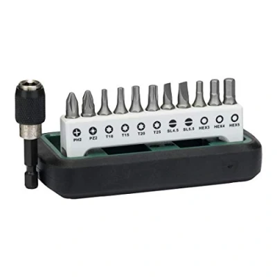 Abbildung von DIY 12tlg.Kompakt Bitset BOSCH 4xTorx.6x Kreuz.2xSchlitz.3x6kant.Halter