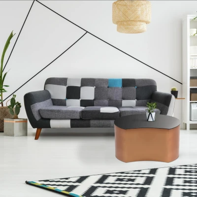 Abbildung von Selemine Couchtisch aus Glas und Kupfermetall Menzzo