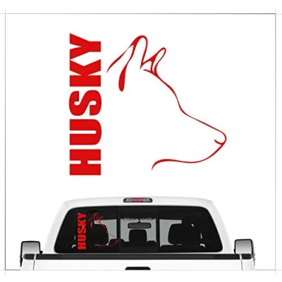 Abbildung von siviwonder Auto Aufkleber Husky Profil Hundeaufkleber red
