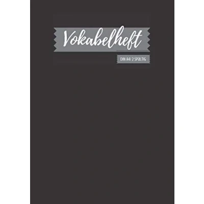 Abbildung von Vokabelheft DIN A4: 2 Spalten liniert Schulheft in A4 Format schwarz mit 70 Seiten fuer Vokabeln und Fremdsprachen ( Englisch, Franzoesisch,italenisch latein etc.)