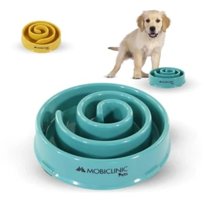 Abbildung von Mobiclinic® Pets, Antischlingnapf Hunde, rutschfest, Spiralform, 19,5x4,6x20,6 cm, Verdauungsfördernd, 500 ml, Leicht zu reinigen, Robust und langlebig, Katzen, Haustiere