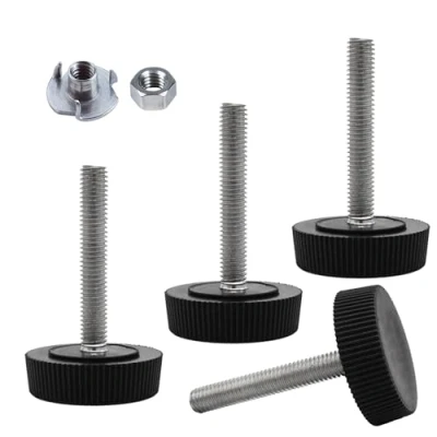 Abbildung von SKIR&#039;CO Möbel Nivellierfüße, M5 x 30 mm, verstellbare runde Beine, 25 mm Durchmesser, Gewinde Nivellierfuß (Muttern im Lieferumfang enthalten), 4 Stück