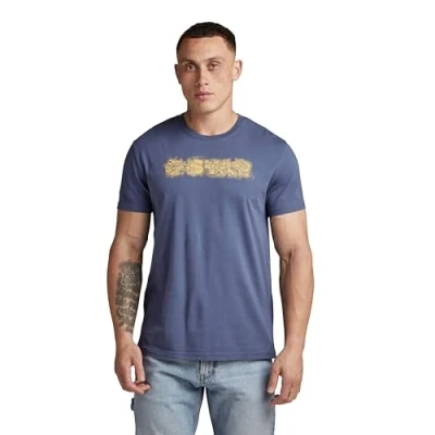 Abbildung von G Star Distressed LOGO Tshirt print, Herren, Größe: Large, Vintage indigo