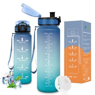 Abbildung von Vikaster Bottle, Trinkflasche 1l, Fahrrad, Kohlensäure Geeignet, Sportflasche für Kinder, Schule, Fitness, Outdoor
