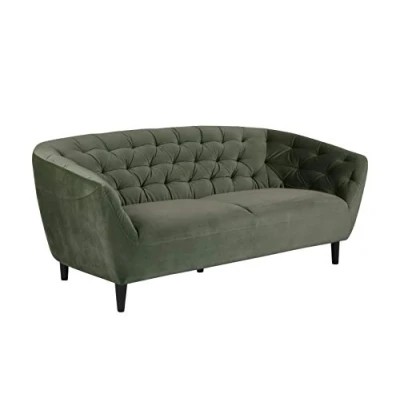 Abbildung von ACTONA GROUP 3 Sitzer &quot;Ria Couch, Sofa,&quot;, Samtstoff, Massivholz Beine, Taschenfederkern, Tufting, mit Armlehnen