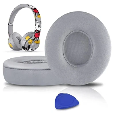 Abbildung von SoloWIT® Professionelle Ersatz Ohrpolster für Beats Solo 2 &amp; 3 Kabellose On Ear Kopfhörer mit Weiches Proteinleder, Starkes Klebeband