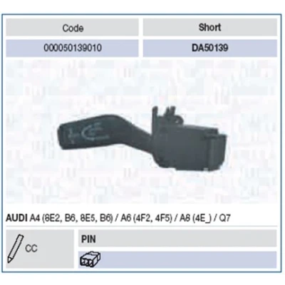 Abbildung von MAGNETI MARELLI 000050139010 Lenkstockschalter AUDI: A4 B6 Avant, Limousine, A6 C6 Avant
