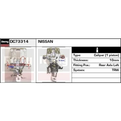 Abbildung von DELCO Remy DC73314 Bremssattel Stahlguss Remanufactured NISSAN: Almera II Schrägheck, 2 Limousine