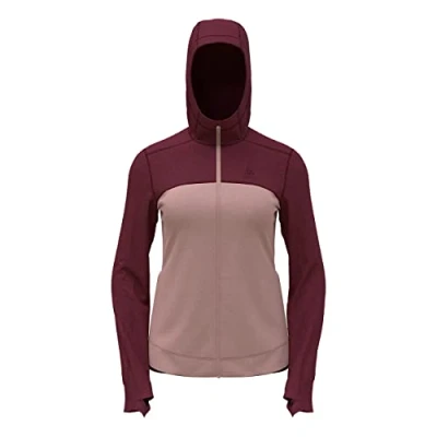 Abbildung von Odlo Damen Hoody Full Zip Ascent Pw 300 Midlayer, Raspberry Fudge Boto Dolphin, L EU