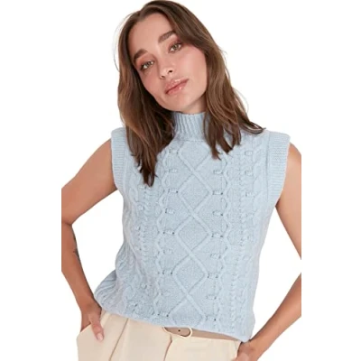 Abbildung von TRENDYOL Damen Knitting Detailed Knitwear Sweater, Blau, S EU