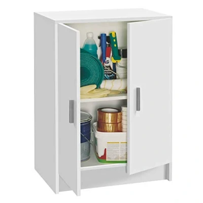 Abbildung von Habitdesign Niedriger Mehrzweckschrank, 2 Türen, weiß lackiert, Maße: 59 cm (Breite) x 80 (Höhe) 37 (Tiefe)