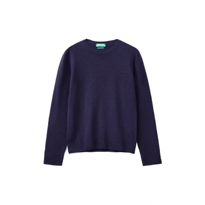 Abbildung von United Colors of Benetton Merino CREW NECK Strickpullover Strickpullover, Damen, Größe: 40, Blue