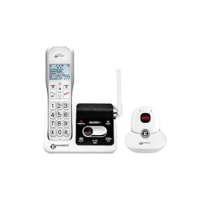 Abbildung von Geemarc Amplidect 595 SOS Pro Verstärktes schnurloses Telefon und Notruf Medaillon mit Anrufbeantworter großen Tasten für Senioren Mittlerer bis Schwerer Hörverlust Version DE