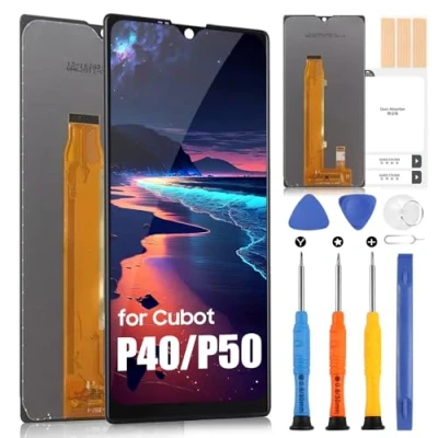 Abbildung von ARSSLY LCD Display für Cubot P40, Bildschirm P50 Touchscreen Digitizer Full Assembly Ersatz mit Reparatur Set (Schwarz)