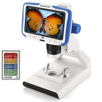 Abbildung von Andonstar AD205 USB LCD Münz Digitalmikroskop für Kinder 200 fache Vergrößerung Zoom 5 Zoll Bildschirmlabor Handkamera mit Beispieldias