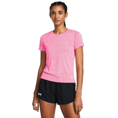 Abbildung von Under Armour Launch Splatter TEE Sport Tshirt, Damen, Größe: Medium, Fluo pink/reflective