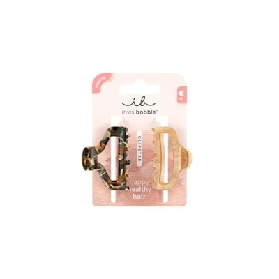 Abbildung von invisibobble CLIPSTAR Golden Roar Haarclip Set 2 Medium Hair Claws Elegante, mittel große Haarspangen mit Leo Muster für sicheren Halt Trendiger Look, sicherer Halt, gesundes Haar