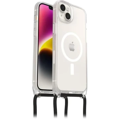 Abbildung von OtterBox React Necklace Hülle mit MagSafe für iPhone 14 Plus, schlanke, Schutzhülle justierbarer und Abnehmbarer Kette, Transparent Keine Einzelhandelsverpackung