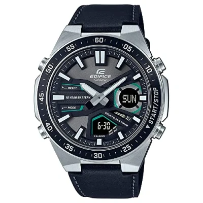 Abbildung von CASIO EDIFICE Chronograph EFV C110L 1AVEF, Quarzuhr, Armbanduhr, Herrenuhr, Stoppfunktion, Datum, Lederband