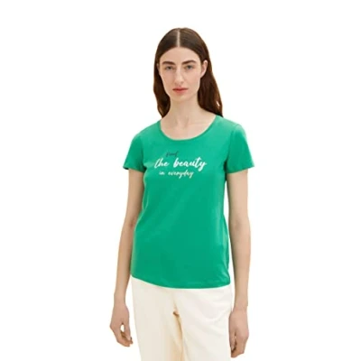 Abbildung von TOM TAILOR Damen 1036193 T Shirt mit Print, 31032 Vivid Leaf Green, S