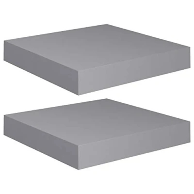 Abbildung von vidaXL 2X Wandregal Schwebend Hängeregal Wandboard Bücherregal Schweberegal Regalbrett CD DVD Regal Dekoregal Grau 23x23,5x3,8cm MDF