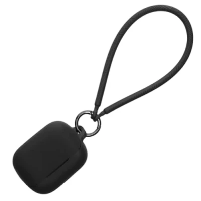 Abbildung von kwmobile Hülle kompatibel mit Anker Soundcore K20i Kopfhörer Silikon Schutzhülle Etui Case Cover Handschlaufe Schwarz