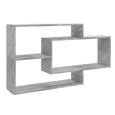 Abbildung von vidaXL Wandregale Bücherregale Hängeregale Wandregal Bücherregal Hängeregal Regale mit 3 offenen Fächern Schweberegale Betongrau 104x20x58,5cm Holzwerkstoff